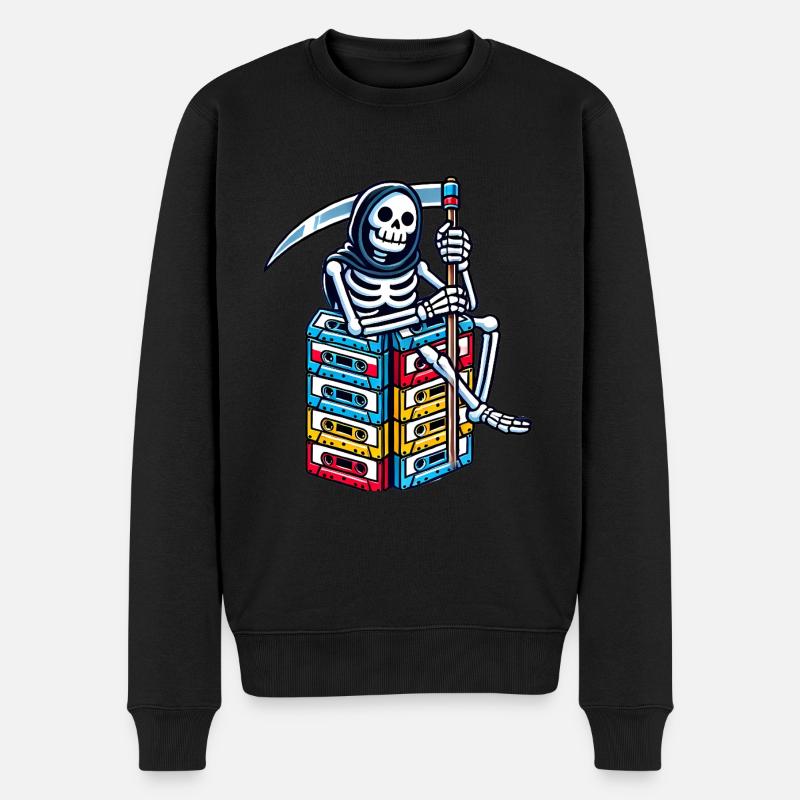 Squelette rétro avec cassettes - Pull Premium bio Homme - noir