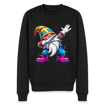 Dabbing Regenbogen Gnome Lustiges Geschenk - Männer Premium Bio Pullover - Schwarz - Vorne - Nico (187cm)