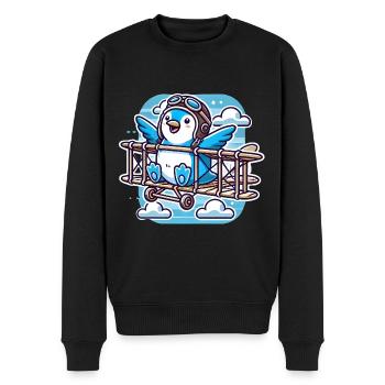 Lustiger fliegender Pinguin, glaube, schwebe - Männer Premium Bio Pullover - Schwarz - Vorne - Nico (187cm)
