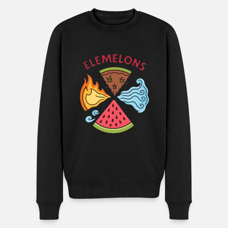 Elemelons Elementales Wassermelonen-Design - Männer Premium Bio Pullover - Schwarz