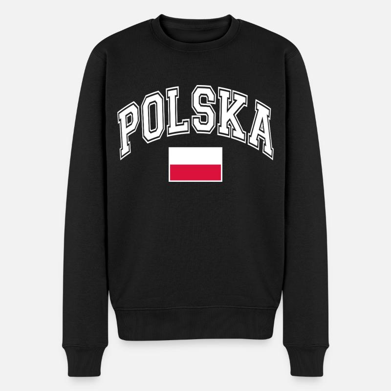 Drapeau de la Pologne - Pull Premium bio Homme - noir