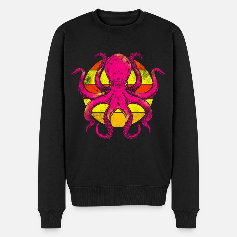 Bunter Oktopus Tintenfisch Kranken - Männer Premium Bio Pullover - Schwarz