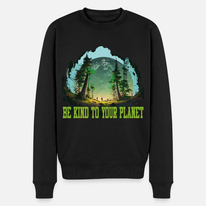 Planet Natur Bäume Wald T-Shirt - Männer Premium Bio Pullover - Schwarz