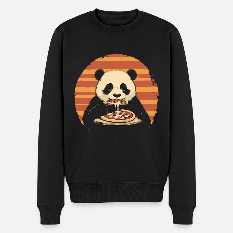 Panda mange de la pizza - Pull Premium bio Homme - noir