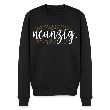 90. Geburtstag Frauen Verzierung Frau 90 Jahre - Männer Premium Bio Pullover - Schwarz - Vorne - Nico (187cm)