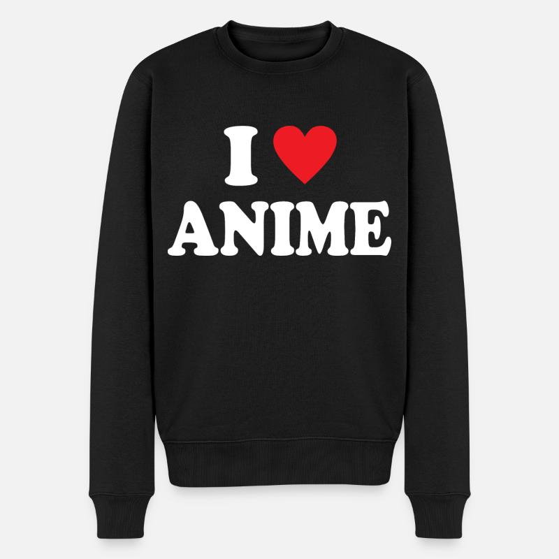 I Love Anime - Männer Premium Bio Pullover - Schwarz