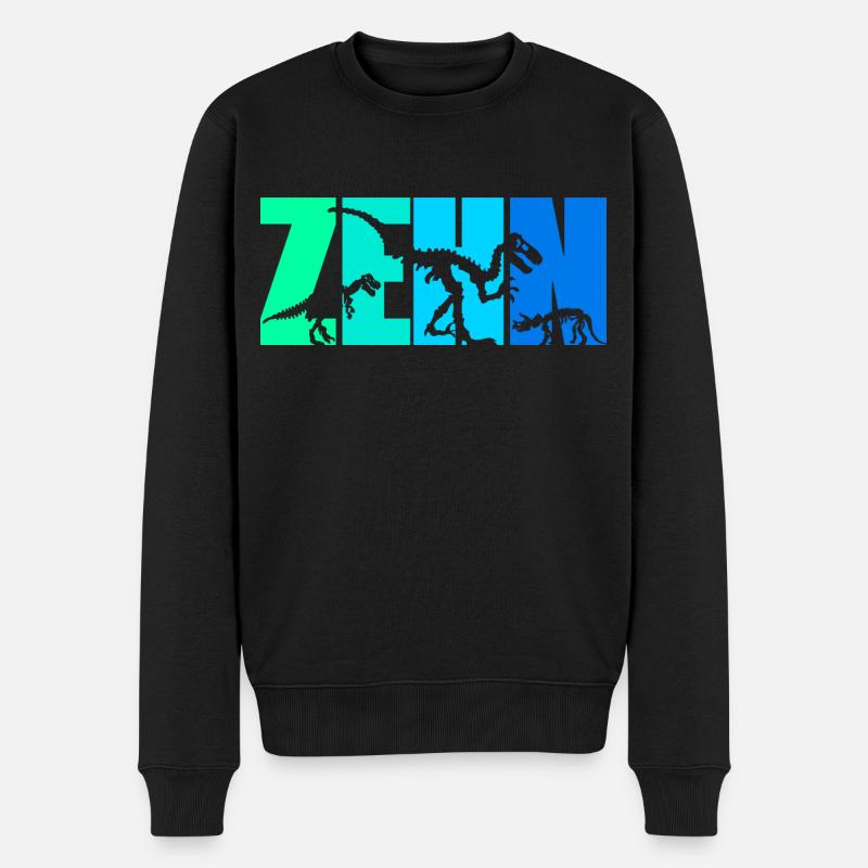 10 Jahre Junge Dino 10. Geburtstag Dinosaurier - Männer Premium Bio Pullover - Schwarz