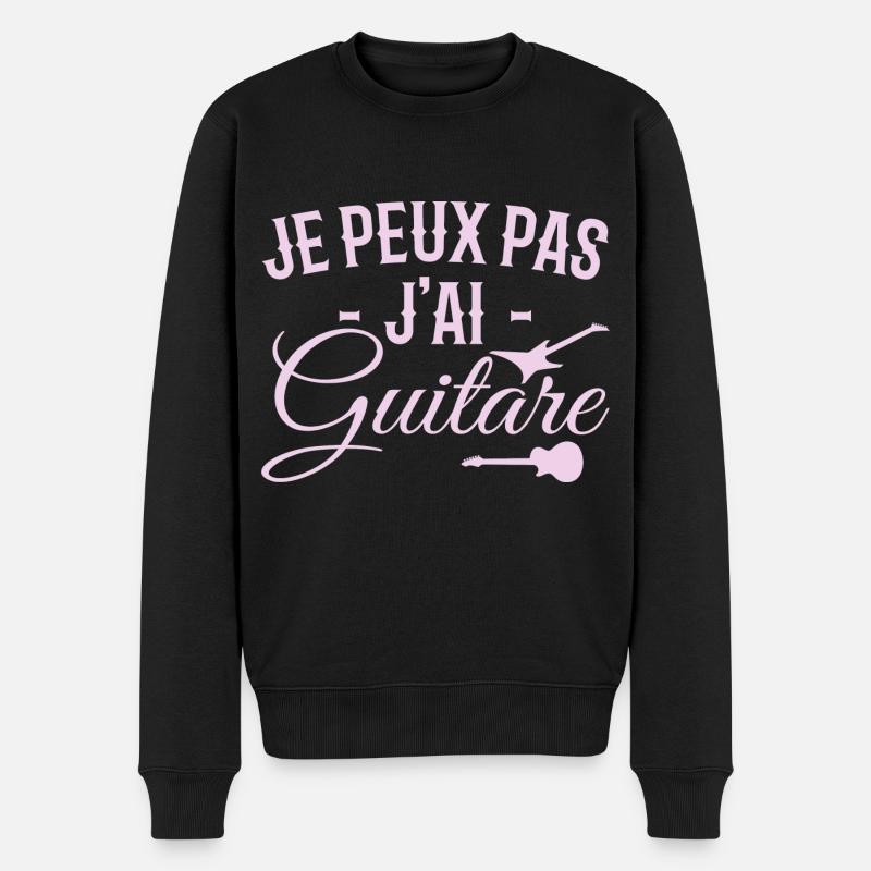 Ich kann keine Gitarre haben - Männer Premium Bio Pullover - Schwarz