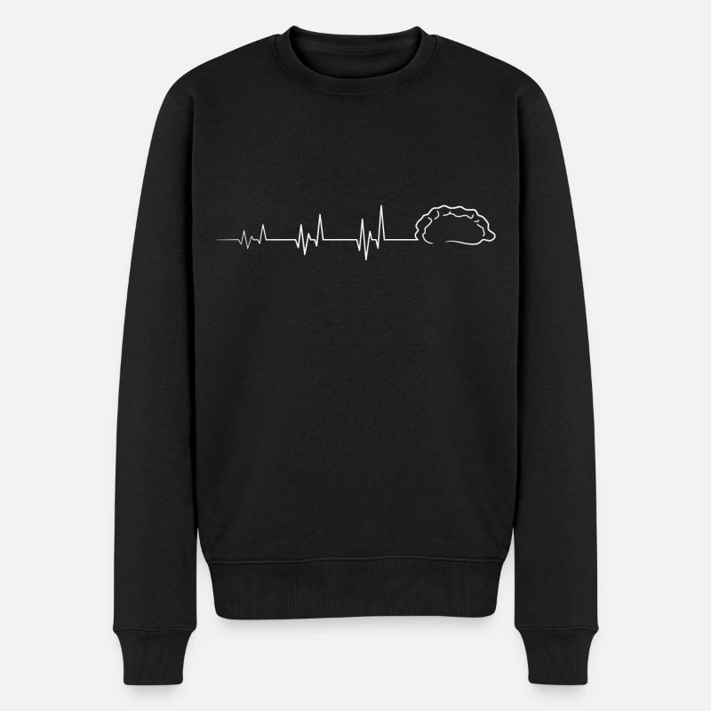 Herzschlag Pierogi Puls Maultaschen weiß - Männer Premium Bio Pullover - Schwarz