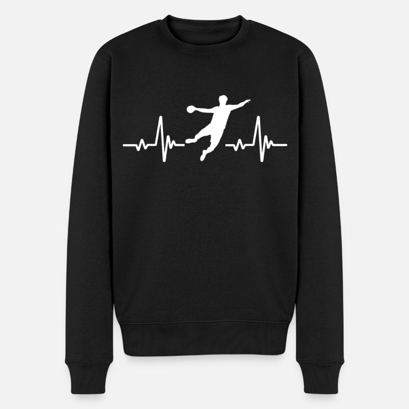 Handball Herzschlag Handballer - Männer Premium Bio Pullover - Schwarz