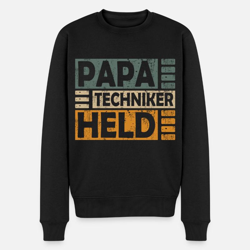 Techniker Abschluss Prüfung Bestanden Papa Held - Männer Premium Bio Pullover - Schwarz