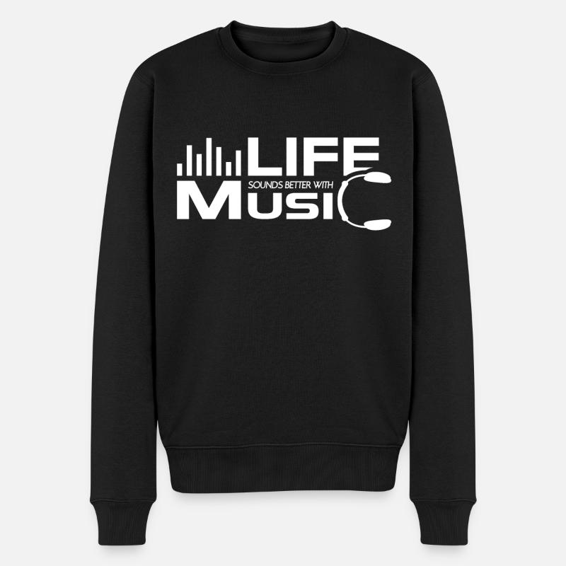 Life Sounds Better With Music - Pull Premium bio Homme - noir