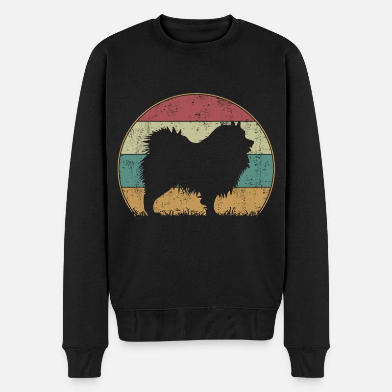 Wolfsspitz Hund Vintage Retro Style Silhouette - Männer Premium Bio Pullover - Schwarz