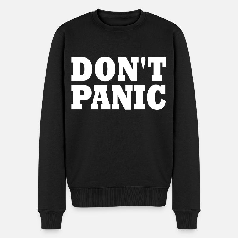don't panic - Männer Premium Bio Pullover - Schwarz