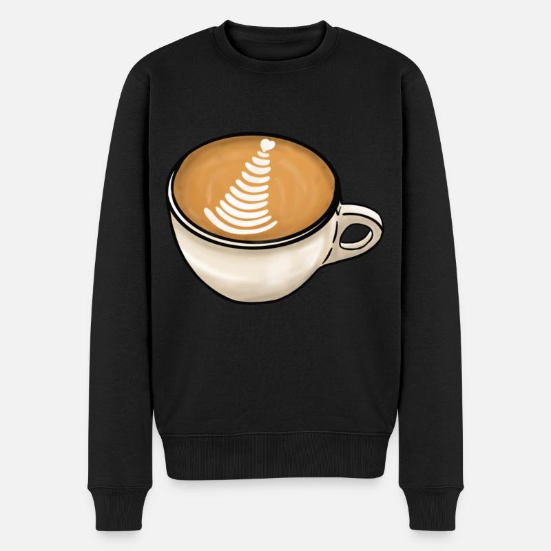 Café cappuccino - Pull Premium bio Homme - noir