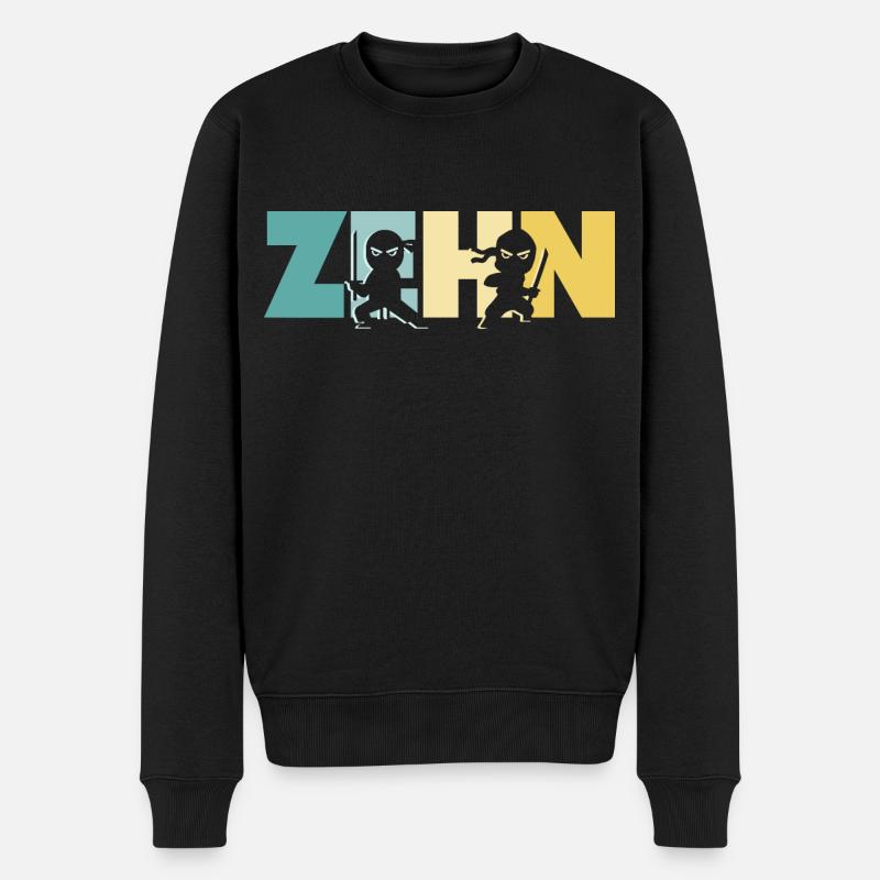 10. Geburtstag Junge 10 Jahre Kinder Ninja - Männer Premium Bio Pullover - Schwarz