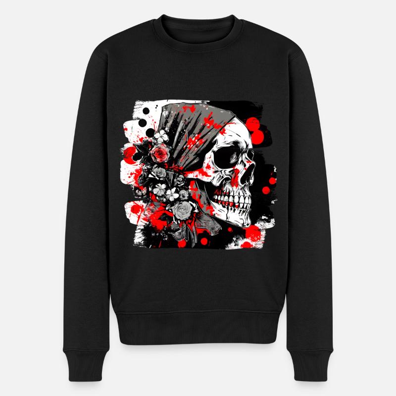 crâne éclaboussure trash polka tattoo - Pull Premium bio Homme - noir