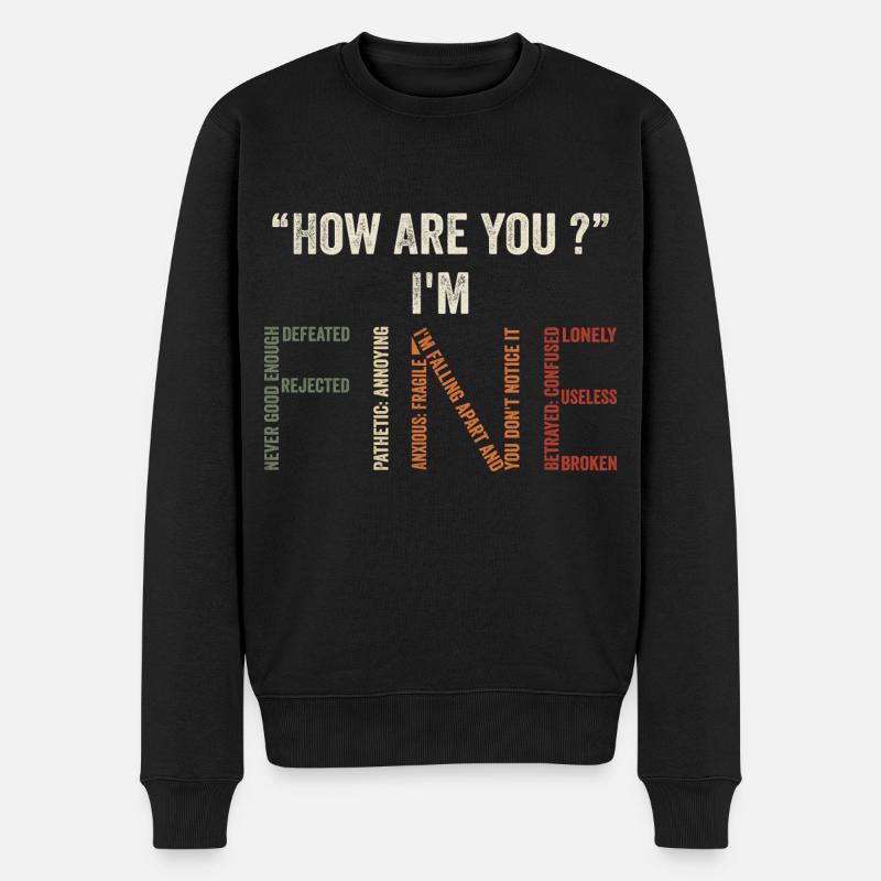 How Are You ? I'm Fine - Pull Premium bio Homme - noir