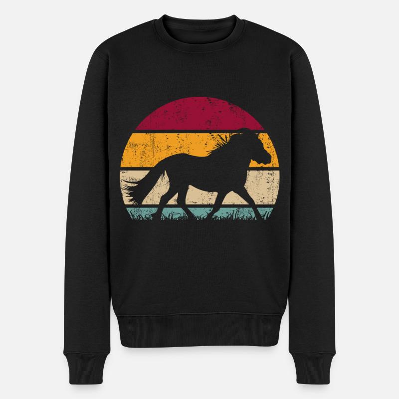 Shetland Pony Vintage Retro - Männer Premium Bio Pullover - Schwarz