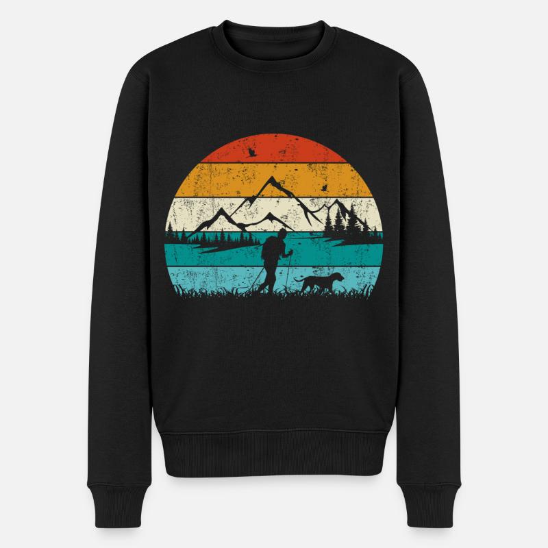 Randonner avec chien Vintage Retro - Pull Premium bio Homme - noir