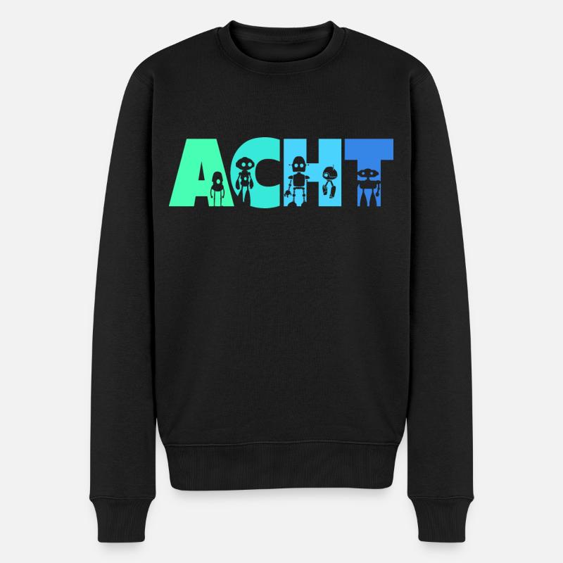 8. Geburtstag Robotik Technik 8 Jahre Roboter - Männer Premium Bio Pullover - Schwarz