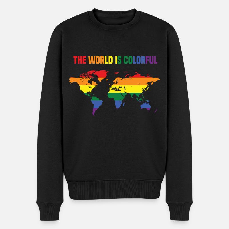The World Is Colorful - Rainbow LGBTQ Pride - Männer Premium Bio Pullover - Schwarz