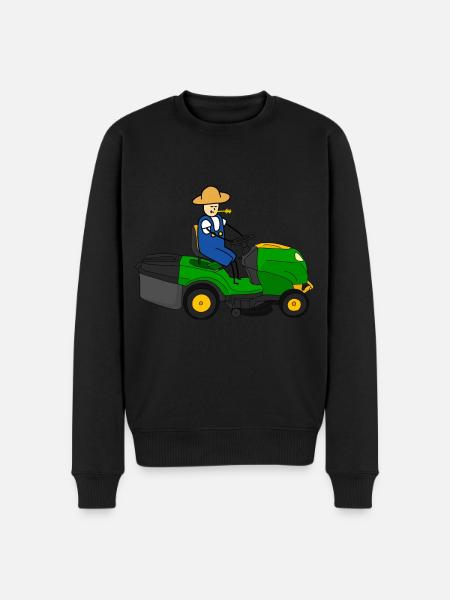 Rasenmäher Traktor fahren - Männer Premium Bio Pullover - Schwarz