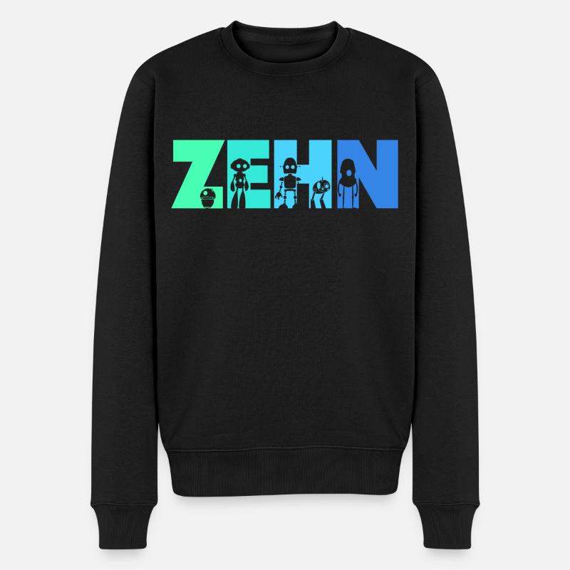 10. Geburtstag Robotik Technik 10 Jahre Roboter - Männer Premium Bio Pullover - Schwarz