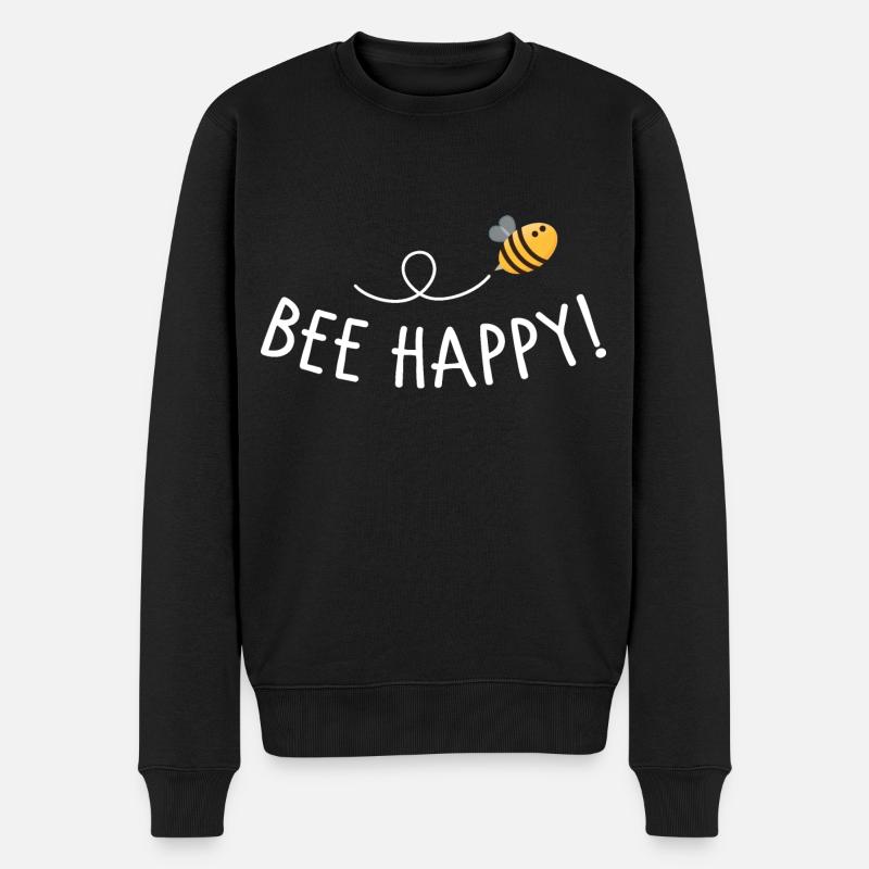 Bee happy - Männer Premium Bio Pullover - Schwarz