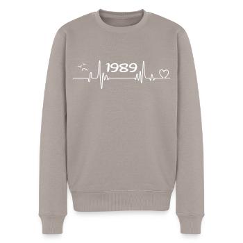 1989 Vintage Jahrgang Geburtstag 1989 Geschenk - Männer Premium Bio Pullover - Taupe - Vorne - Nico (187cm)