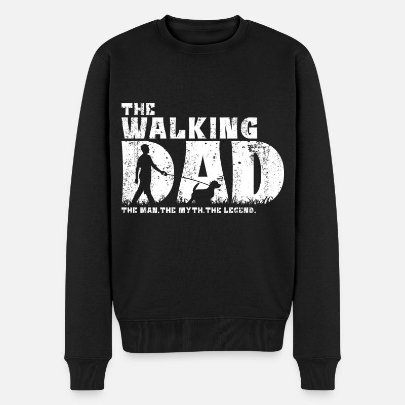 Jack Russell Terrier Walking Dad Papa Vintage - Männer Premium Bio Pullover - Schwarz