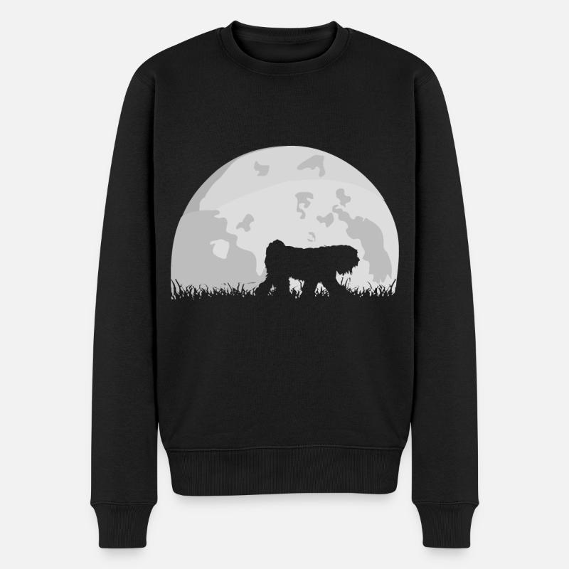 Tibet Terrier Vollmond - Männer Premium Bio Pullover - Schwarz