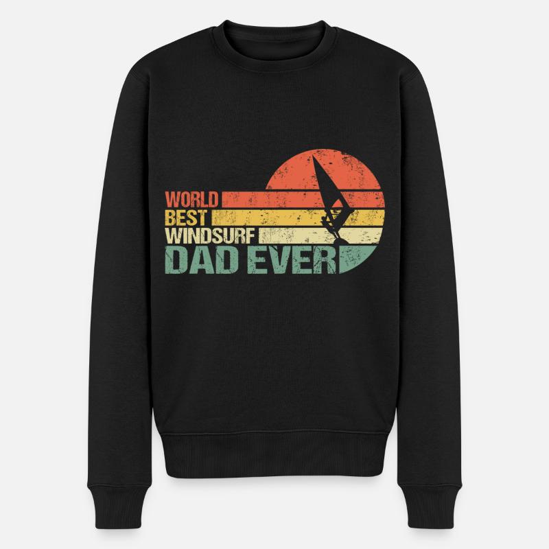 Windsurfen Windsurfer Beste Papa Dad Spruch Retro - Männer Premium Bio Pullover - Schwarz