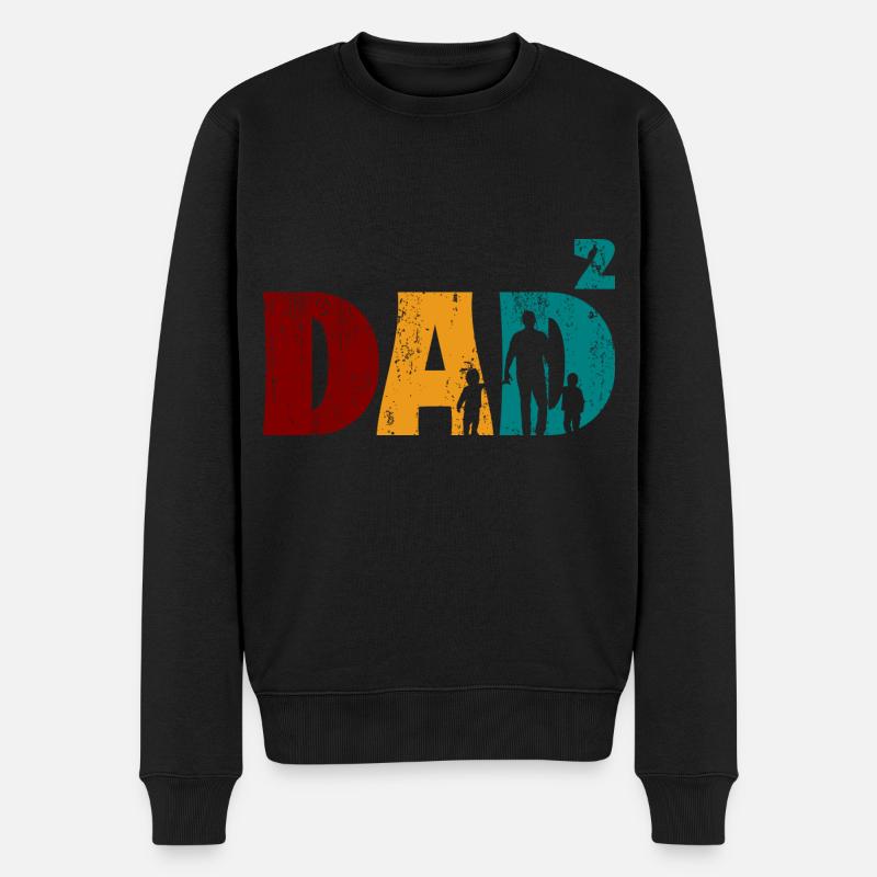 Papa Vater von 2 Kinder Zwillinge Söhnen Mädchen - Männer Premium Bio Pullover - Schwarz