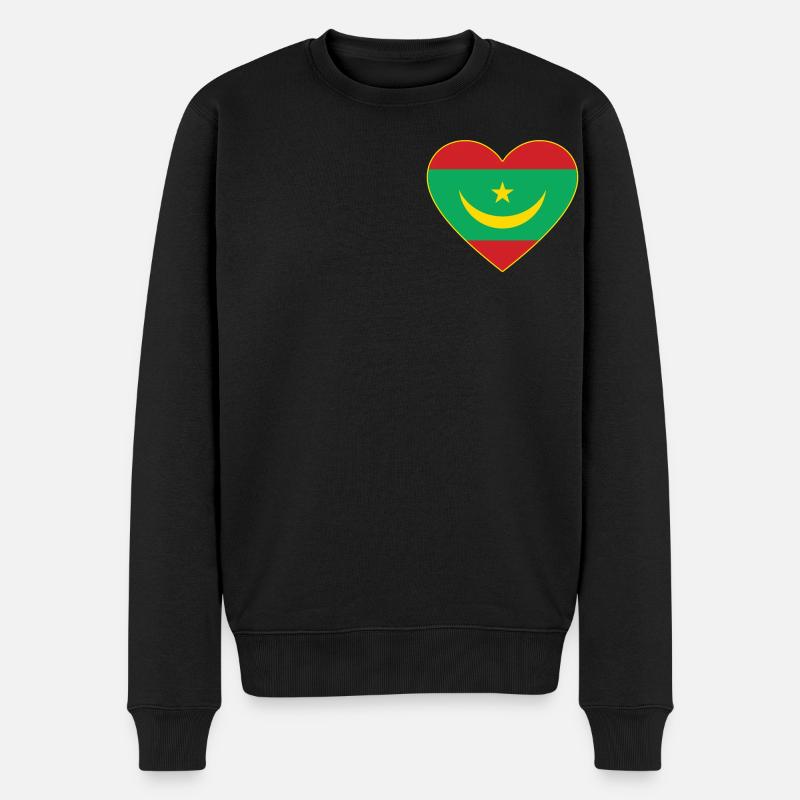 Drapeau de la Mauritanie Cœur - Pull Premium bio Homme - noir