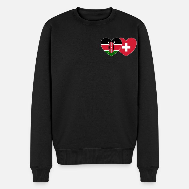 Kenya Suisse Drapeau Coeur - Pull Premium bio Homme - noir