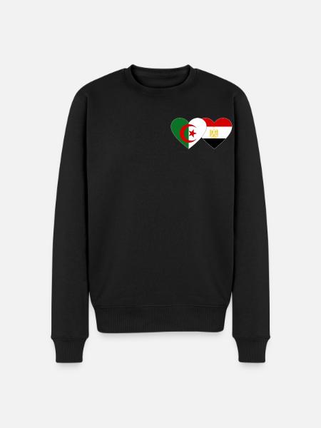 Algeria Egypt Flag Heart - Men's Premium Organic Jumper - black