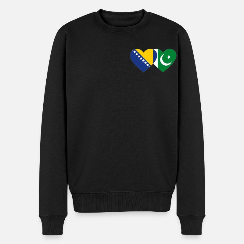Bosnie Pakistan drapeau coeur - Pull Premium bio Homme - noir