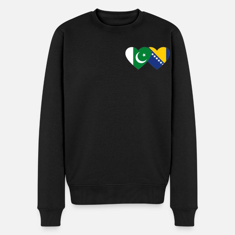 Pakistan Bosnie drapeau coeur - Pull Premium bio Homme - noir