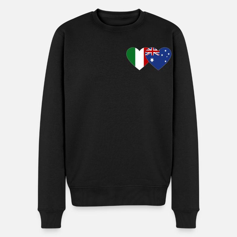 Italie Australie Drapeau Coeur - Pull Premium bio Homme - noir