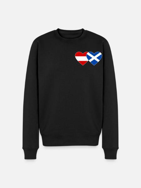 Austria Scotland Flag Heart - Men's Premium Organic Jumper - black