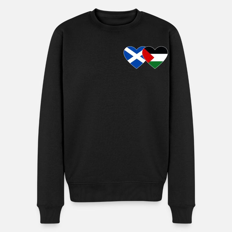 Ecosse Palestine drapeau coeur - Pull Premium bio Homme - noir