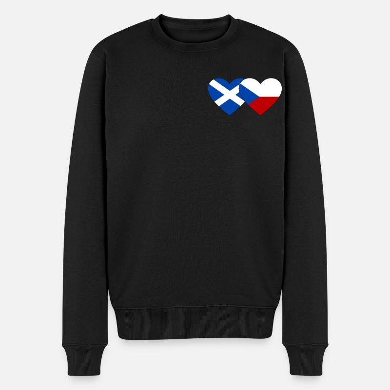 Schottland Tschechien Flagge Herz - Männer Premium Bio Pullover - Schwarz