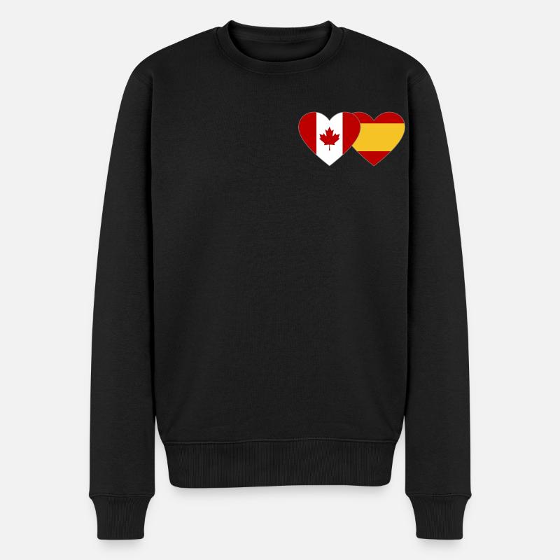 Canada Espagne Drapeau Coeur - Pull Premium bio Homme - noir