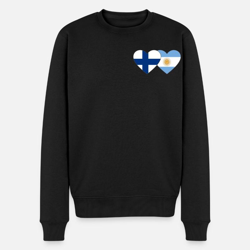 Finlande Argentine Drapeau Coeur - Pull Premium bio Homme - noir