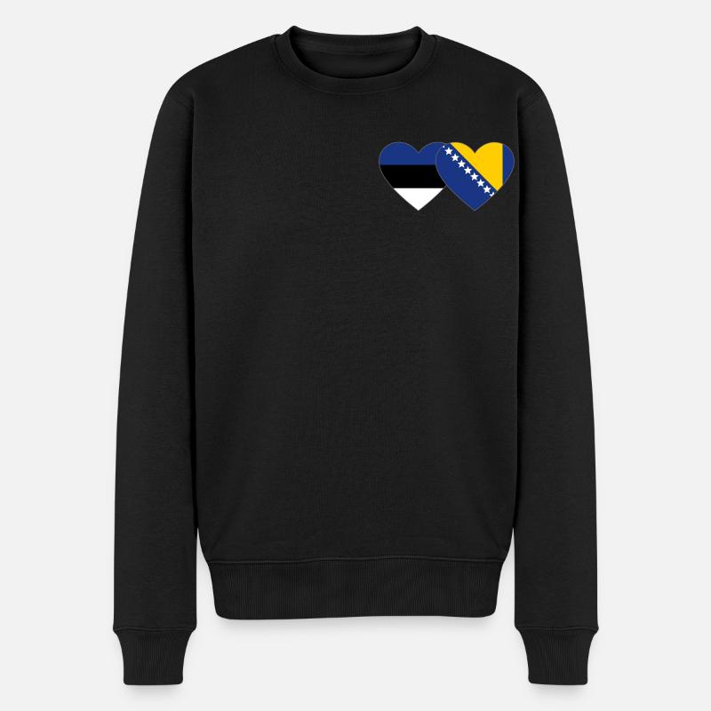 Estonie Bosnie Drapeau Coeur - Pull Premium bio Homme - noir