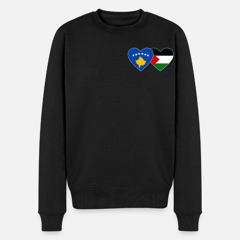 Kosovo Palestine drapeau coeur - Pull Premium bio Homme - noir