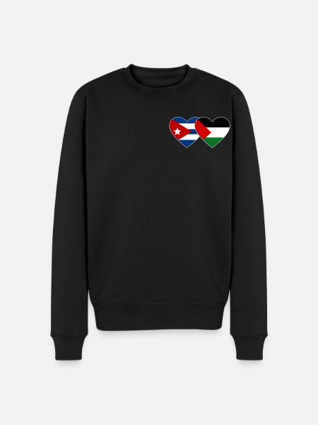 Cuba Palestine Flag Heart - Men's Premium Organic Jumper - black