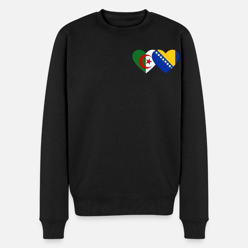 Algérie Bosnie Drapeau Coeur - Pull Premium bio Homme - noir