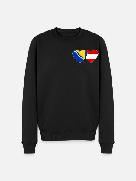 Bosnia Austria Flag Heart - Men's Premium Organic Jumper - black